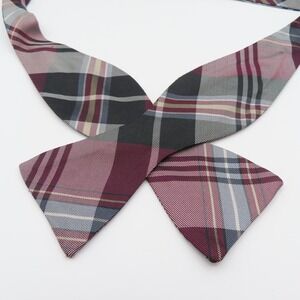 Haspel Bow Tie Silk Purple Black Plaid 2.25" Wide Self Tie